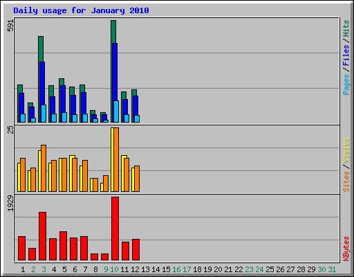 Daily usage for January 2010