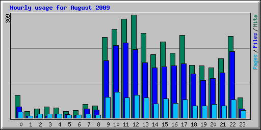 Hourly usage for August 2009